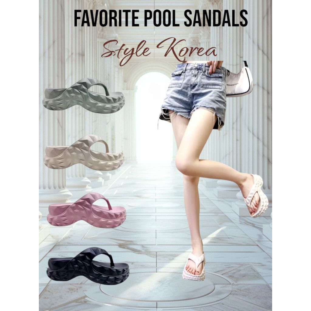 sandal wanita,sandal japit sol tebal 5cm,sandal karet Eva,