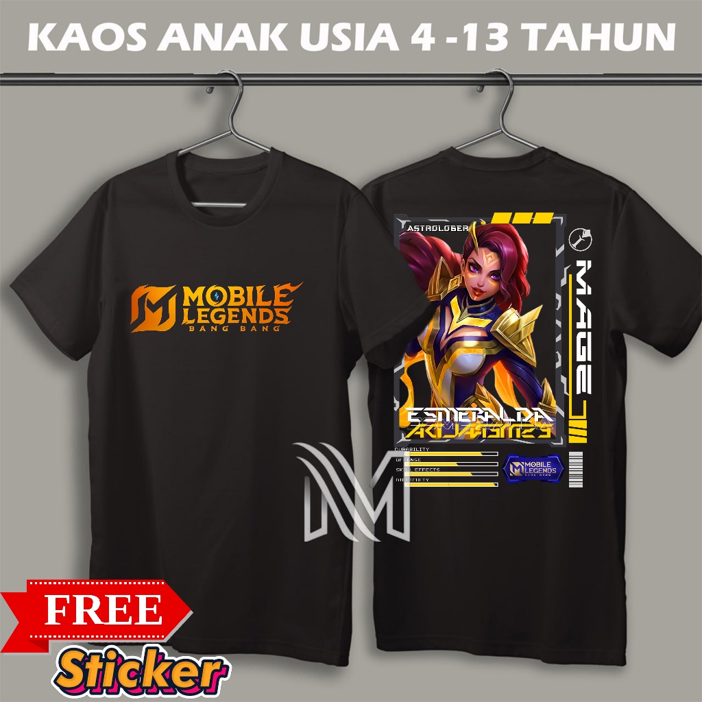 #CUSTOM NAMA free sticker  KAOS ANAK HERO MOBILE LEGEND ELIDORA//ESMERALDA//GORD//HARITH//HARLEY//KA