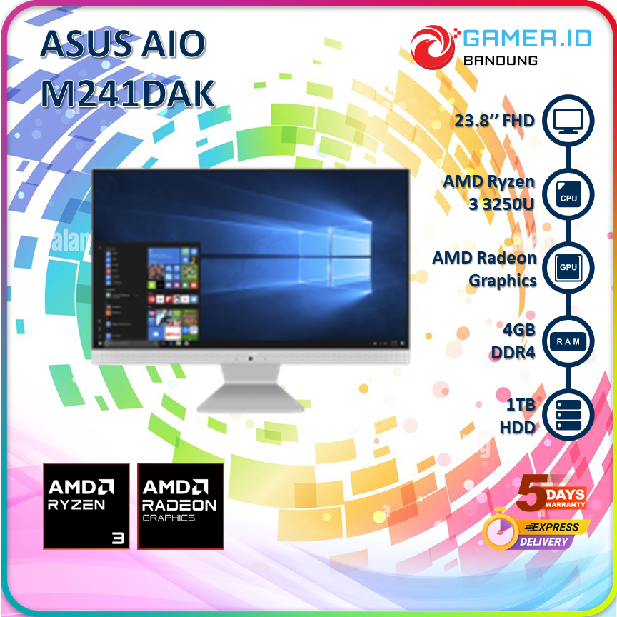 ASUS AIO M241DAK RYZEN 3 3250 4GB 1TB HDD 23.8FHD