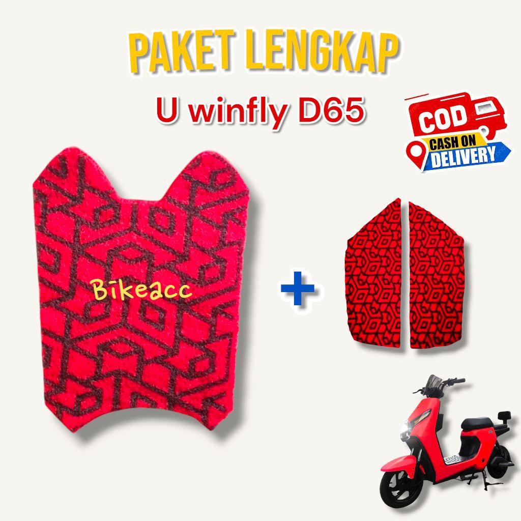 PAKET LENGKAP Karpet + Alas Kaki Penumpang Sepeda Listrik U winfly D65 Terbaru - Mie Bihun Serabut P