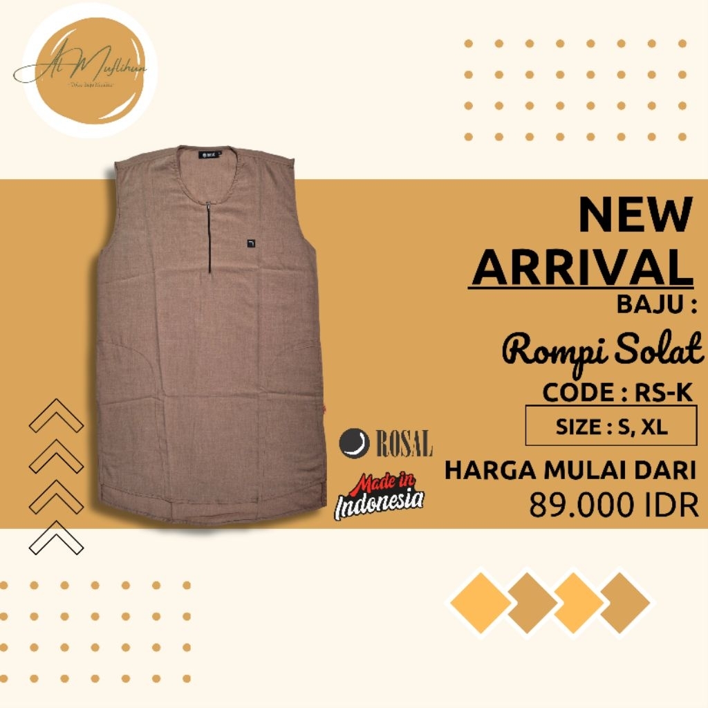 Baju Muslim Rompi Solat Untuk Laki Laki Dewasa (krem)