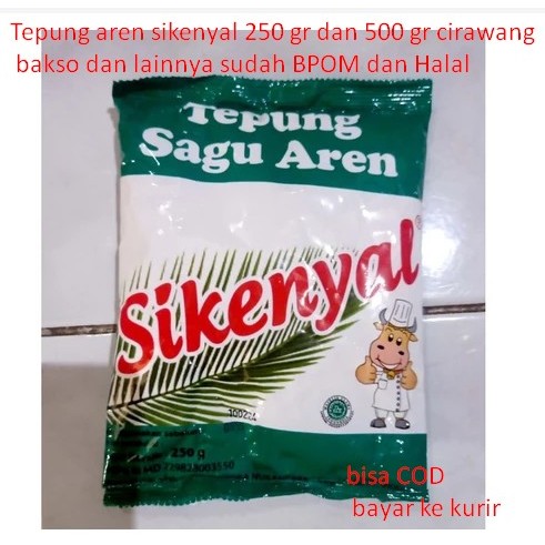 

Tepung aren sikenyal 250 gr dan 500 gr cirawang bakso dan lainnya sudah BPOM dan Halal