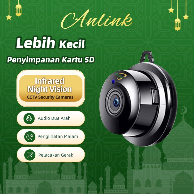 CCTV WiFi Indoor 1080 Kecil Night Vision Audio 2 Arah Deteksi Gerak Untuk Rumah Kantor Tanpa Bulanan