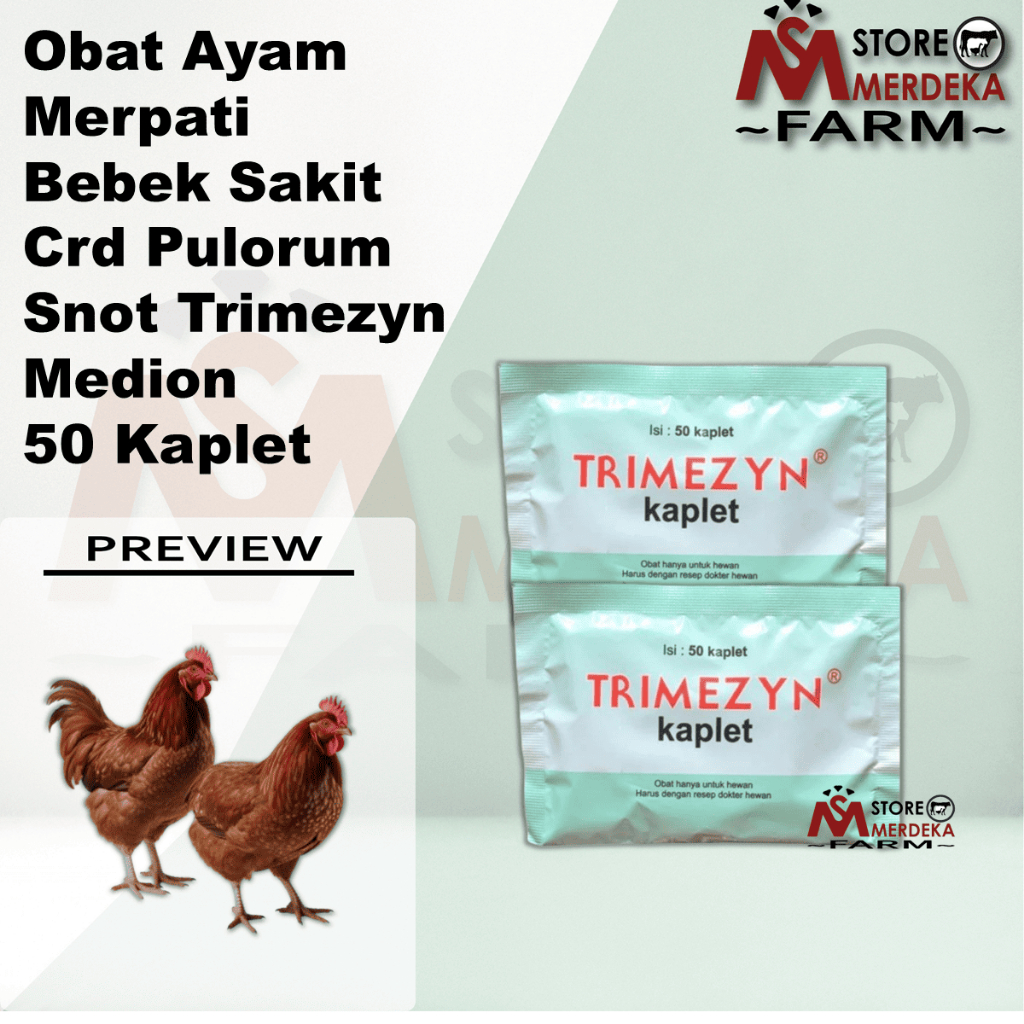 Obat Ayam Merpati Bebek Sakit Crd Pulorum Snot Trimezyn Medion  50 Kaplet