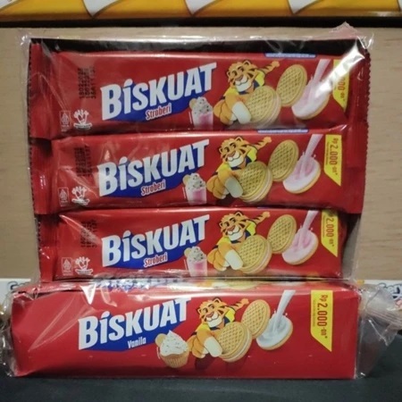 

( 1 PACK ISI 12 ) BISKUAT SANDWICH BISKUIT KRIM STRAWBERRY // VANILLA 35GR