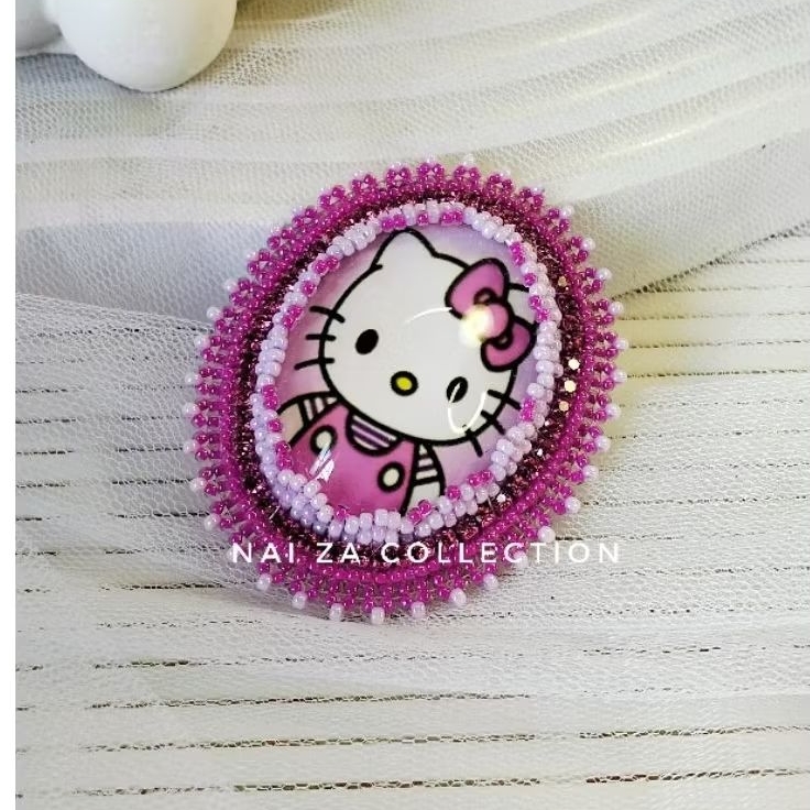 Bros handmade Embroidery  brooch bros cabochon hello kitty