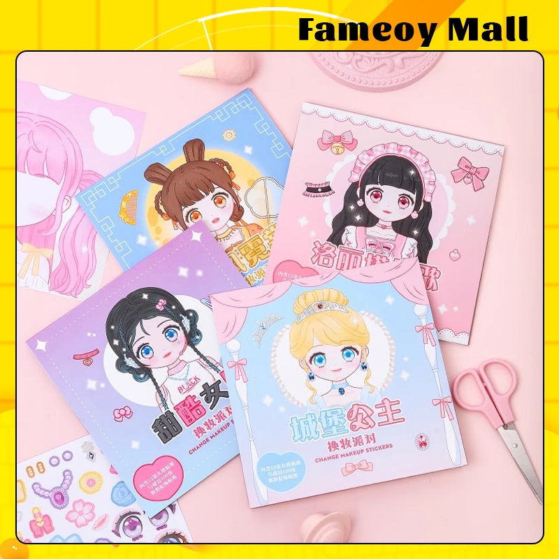 

Mainan stiker ganti muka Stiker ekspresi girl change makeup stiker