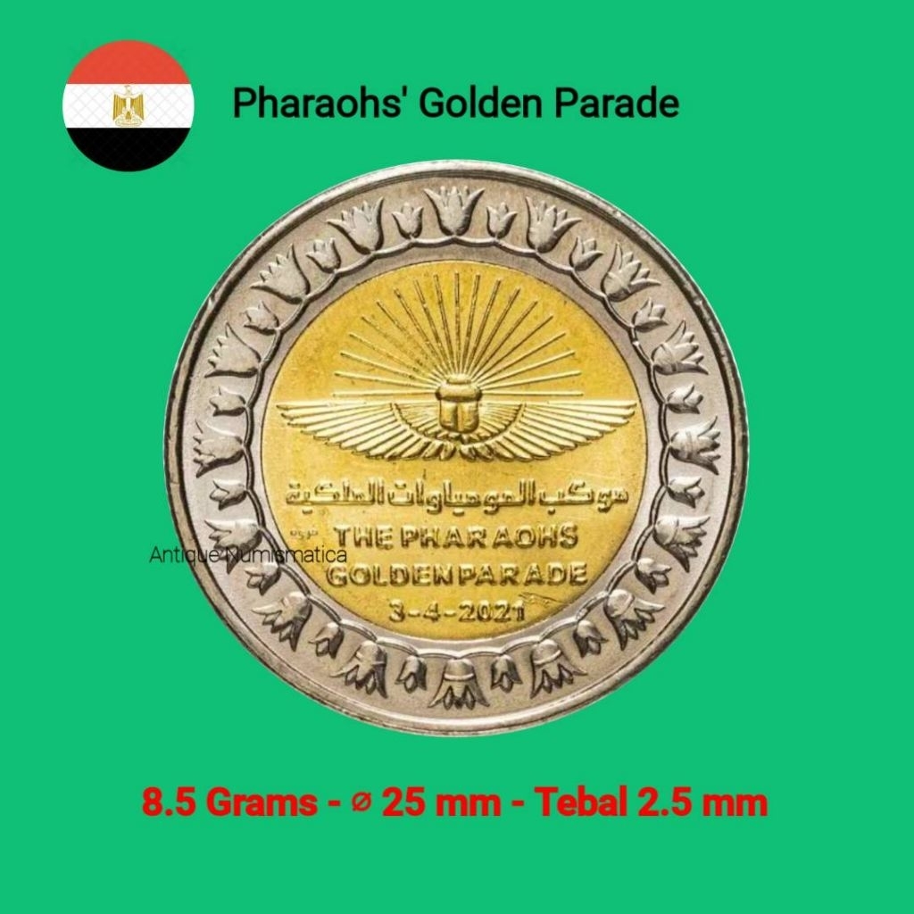 COIN EGYPT 1 POUND 2021 UNC COMMEMORATIVE GOLDEN PARADE KOIN MESIR