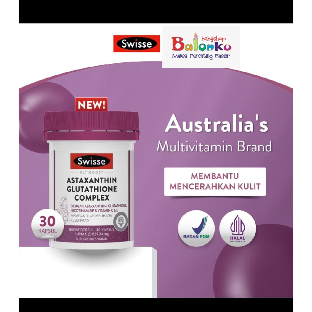 Swisse Ultiboost Astaxanthin Glutathione Complex 30 Capsules