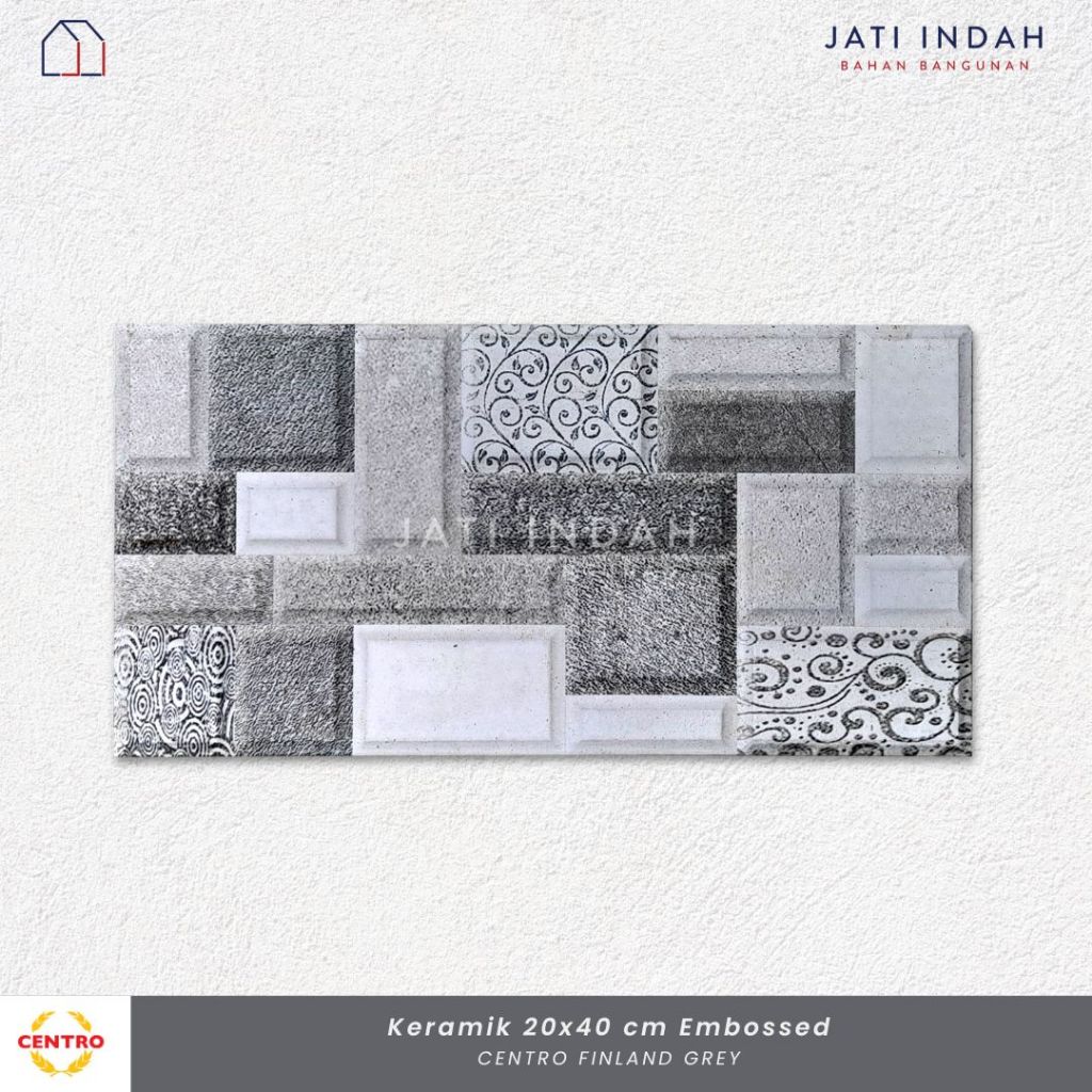 Keramik Dinding Motif Batu Alam Emboss 20x40 cm Centro Finland Grey