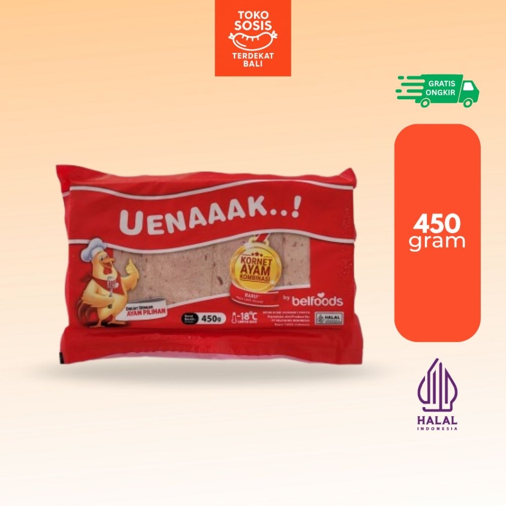 

Belfoods Uenaaak Kornet Ayam 450 gram