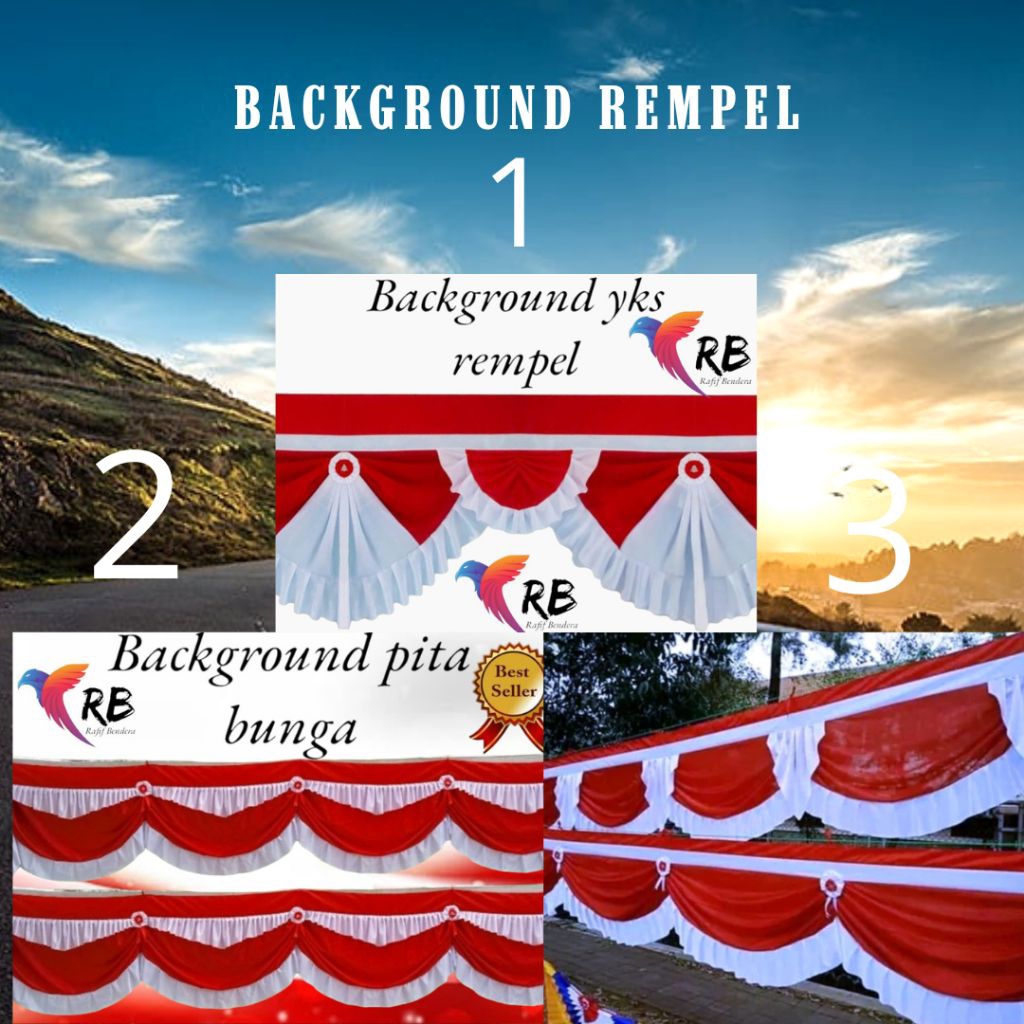 BENDERA MERAH PUTIH BACKGROUND REMPEL 10 GELOMBANG