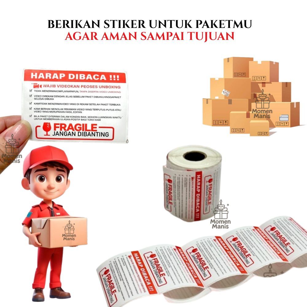 

Label Sticker Thermal Fragile 70x50 Wajib Video Unboxing Stiker