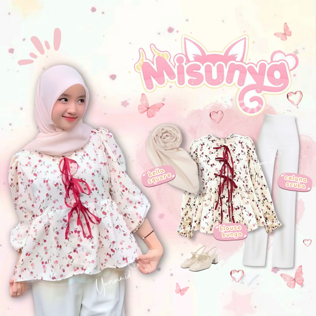 One Set Wanita Remaja Outfit Berhijab (Blouse, Rok, Hijab) Atasan Wanita Jumbo Casual Style - Z30