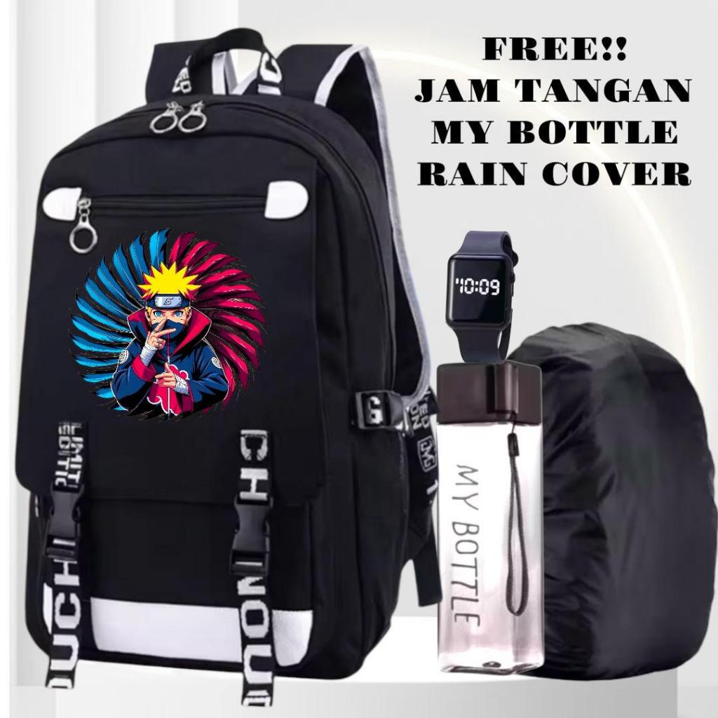 Tas Ransel Anak Laki Laki Sekolah Gaya Fashion Ransel Krater Motif NARUTO 006 Ransel Murah 4in1 Sd