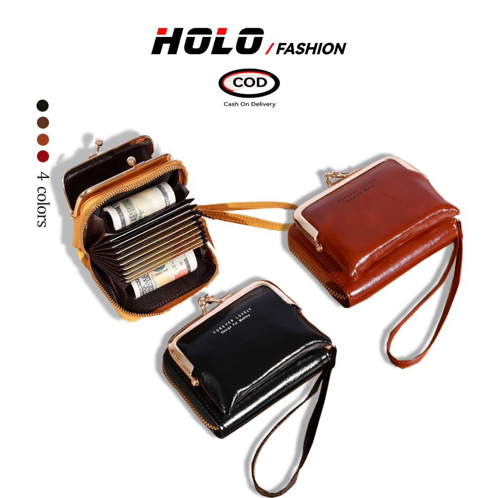 HOLO Dompet Wanita Aesthetic Card Holder Dompet Lipat Forever Young Dompet Kartu Resleting Mini