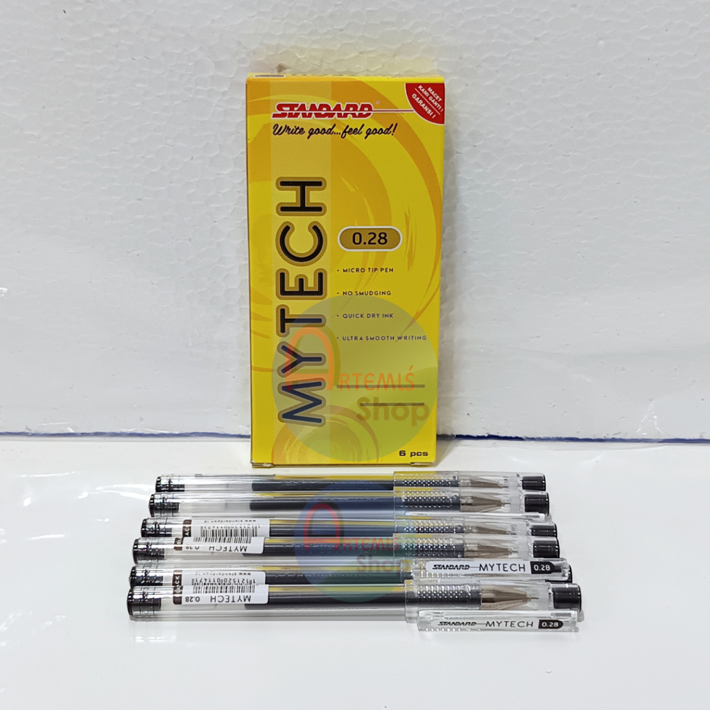 

Pulpen Gel STANDARD Mytech 0.28 mm Isi 6 pcs
