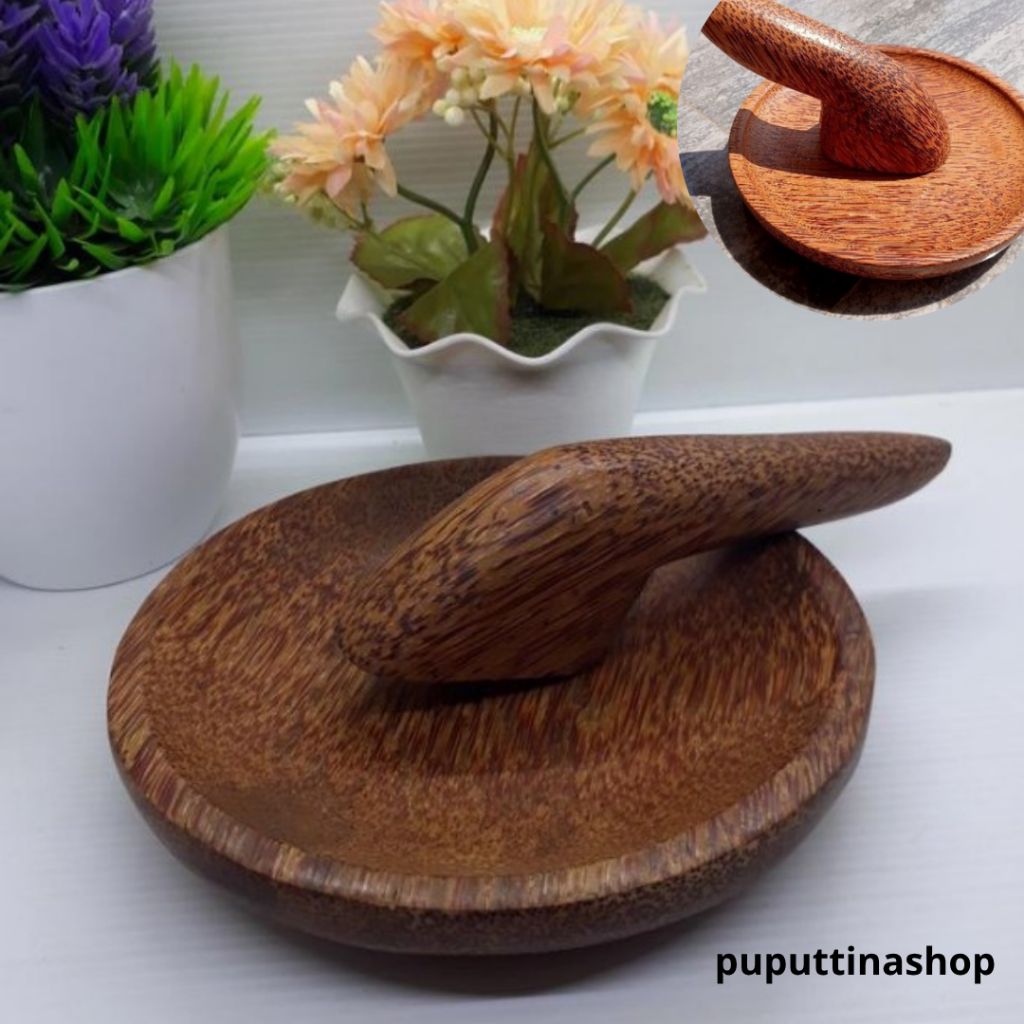 Cobek Kayu Glugu + Ulekan / Cobek Kayu Kelapa Jumbo