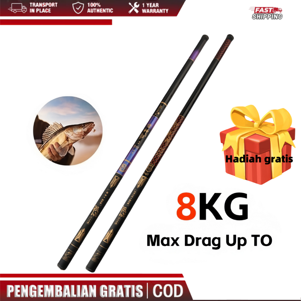 MONQIQI Joran Pancing Tegek Murah Joran Tegek Kaku Ringan 450 Action Hard Gagang Pancing Joran panci