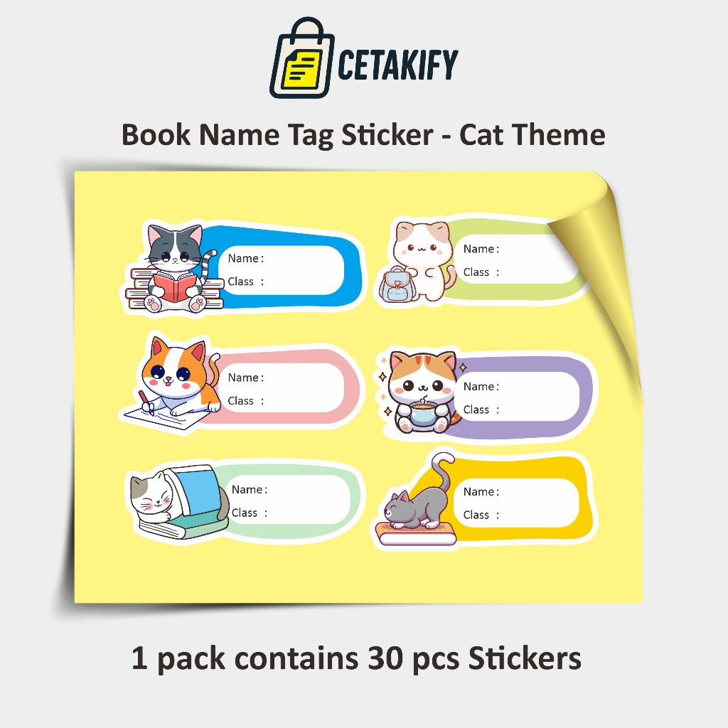 

CETAKIFY - Book Label Sticker – Cute Cat Theme