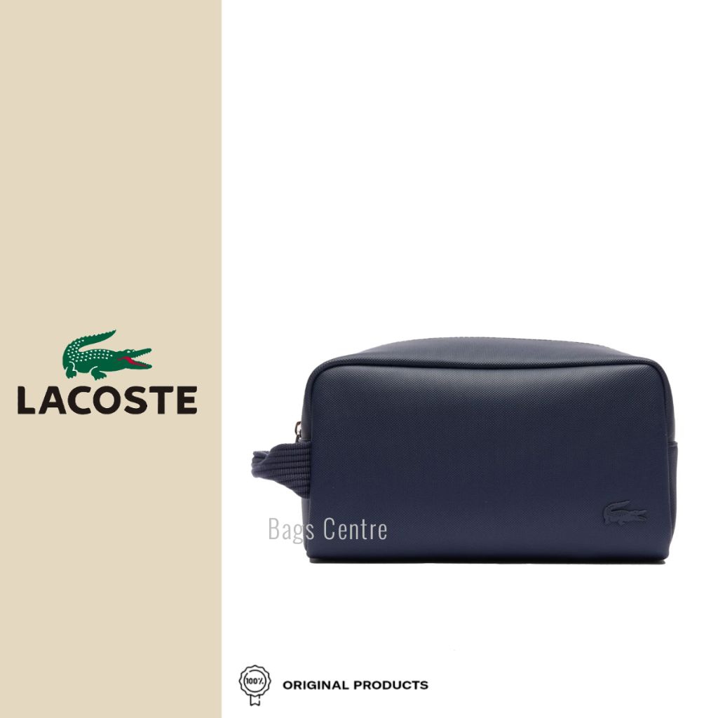 LACOSTE Men Clutch Bag Canvas toiletry bag - Navy