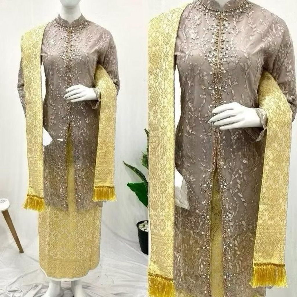 Setelan Tunik Songket Busui - Kebaya Tunik - Tunik Tille - Tunik Modern - Kebaya Wisuda - Kebaya Kon
