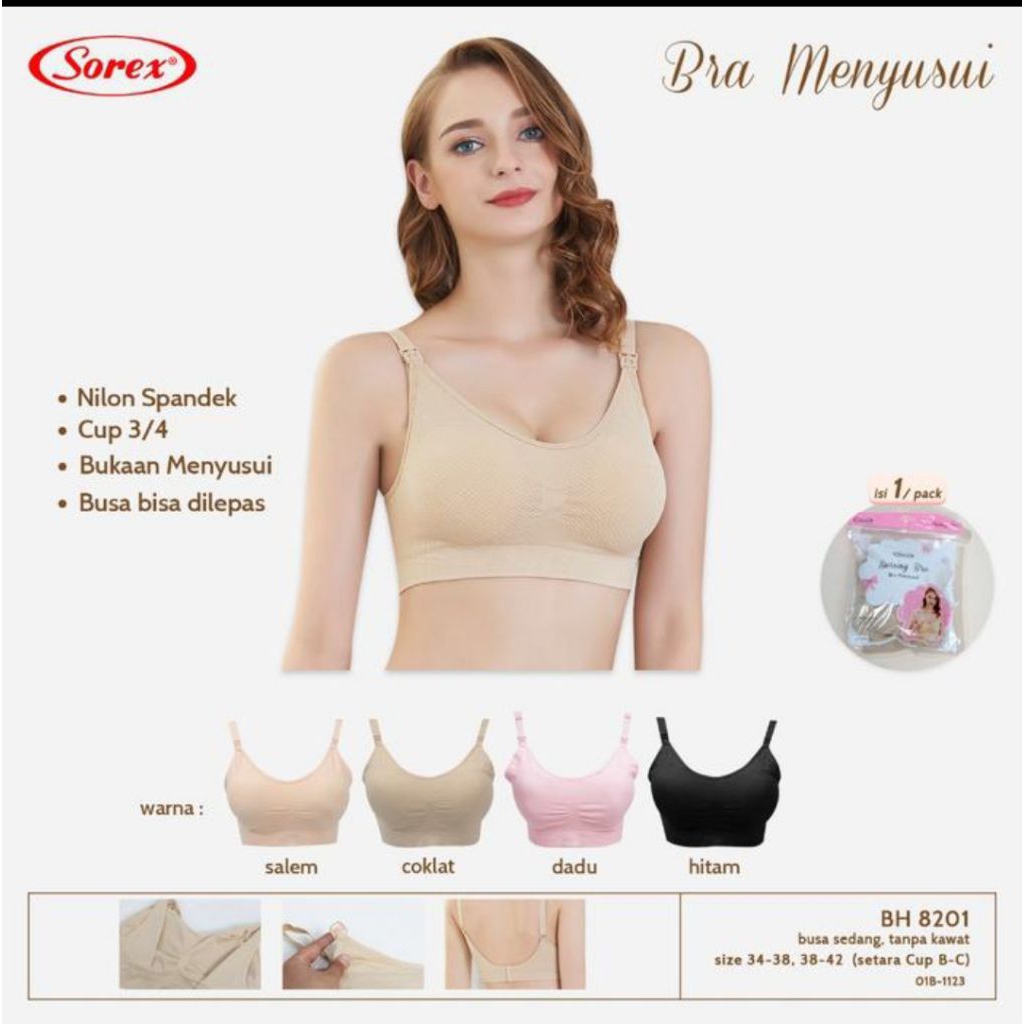 Sorex Bh menyusui Nursing Bra 8201/Bh Ibu Hamil Tanpa Kawat Kait 3-Size 40,42