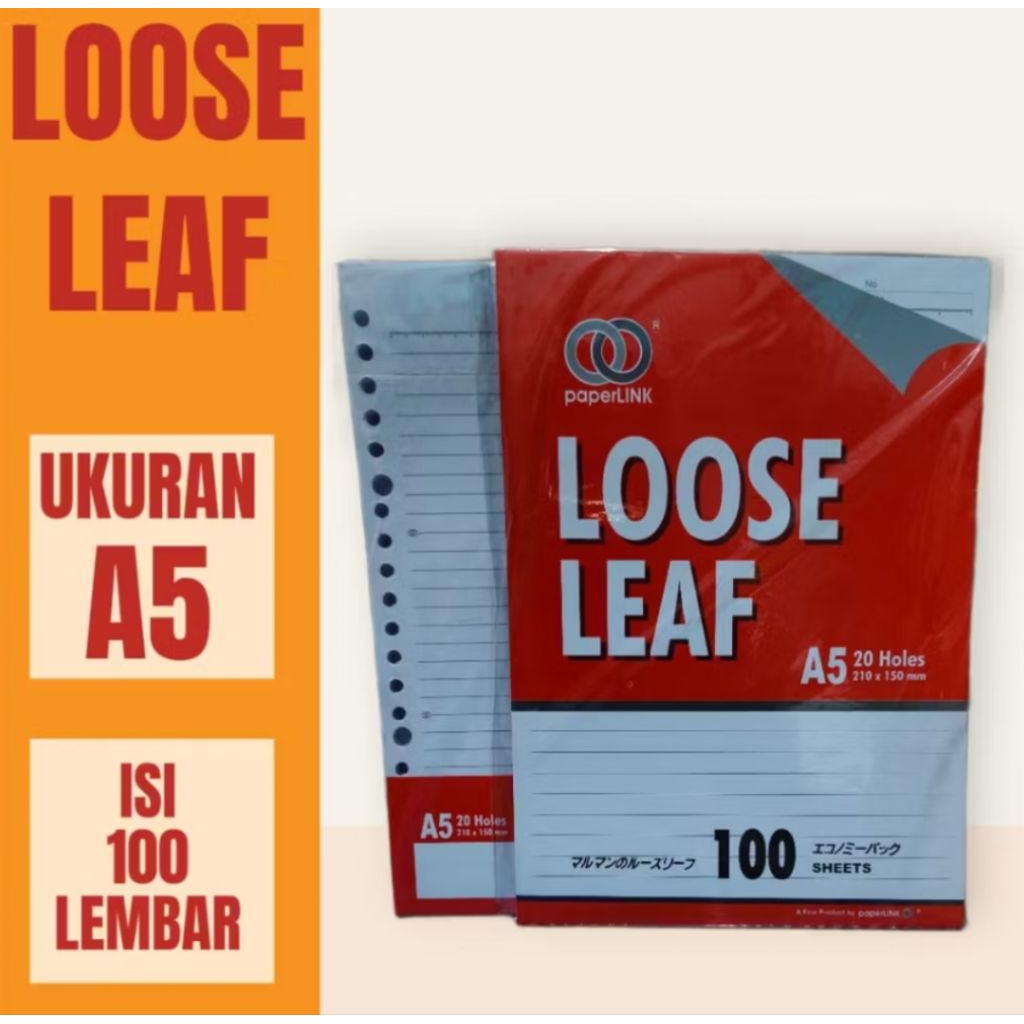 

LOOSE LEAF KERTAS BINDER A5 BERGARIS ISI 100 lembar