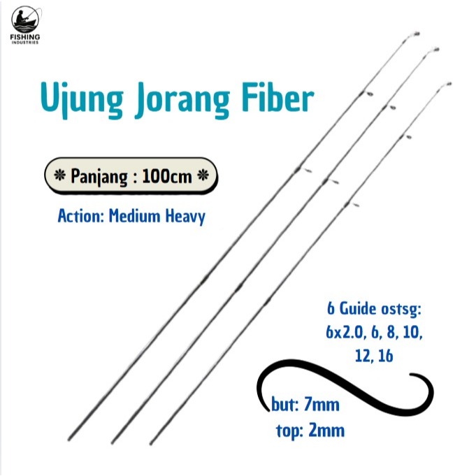 Ujung Joran Pancing Fiber Solid 100 cm – Tip Joran Kuat Lentur Sensitif