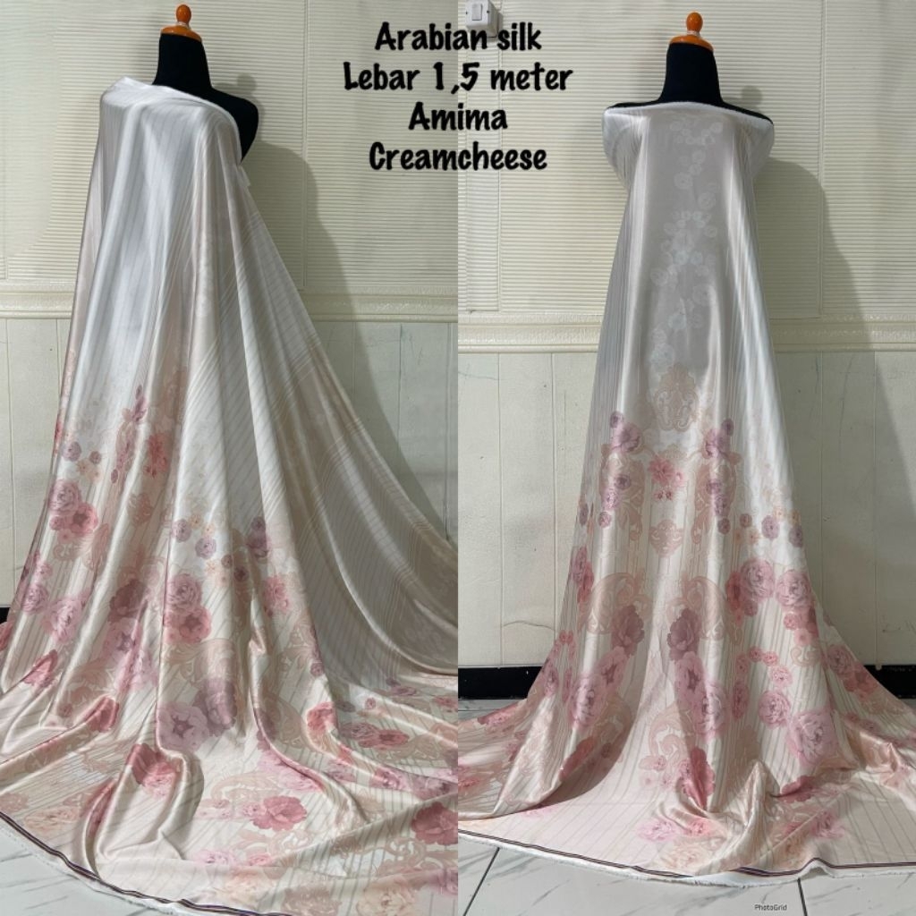 KAIN SUTRA ARABIAN SILK | MOTIF AMIMA | KAIN MOTIF BUNGA | KAIN METERAN