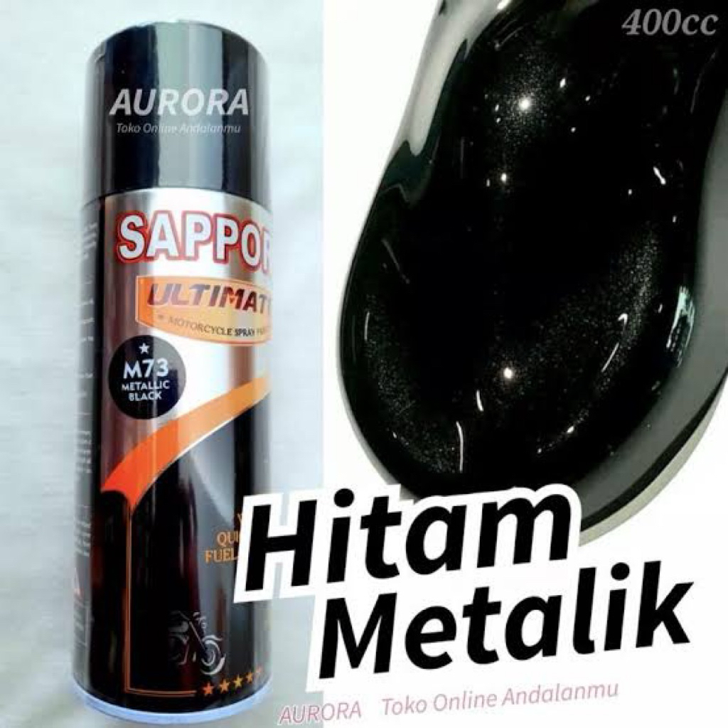 Cat Pilok Sapporo M73 BLACK METALLIC 400ml Hitam Metalik Met Metalic Saporo Pilox Pylox