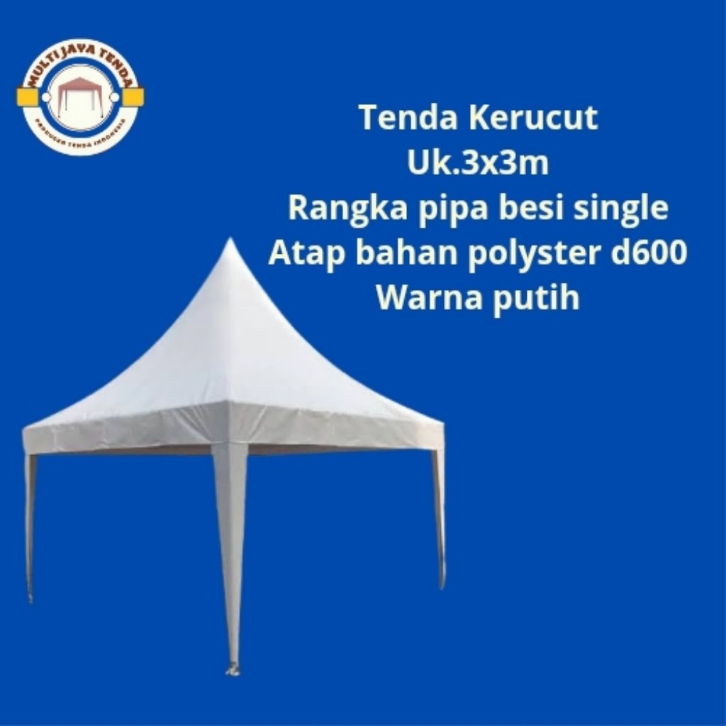 Tenda Kerucut Ukuran 3x3 Atap polos putih D600