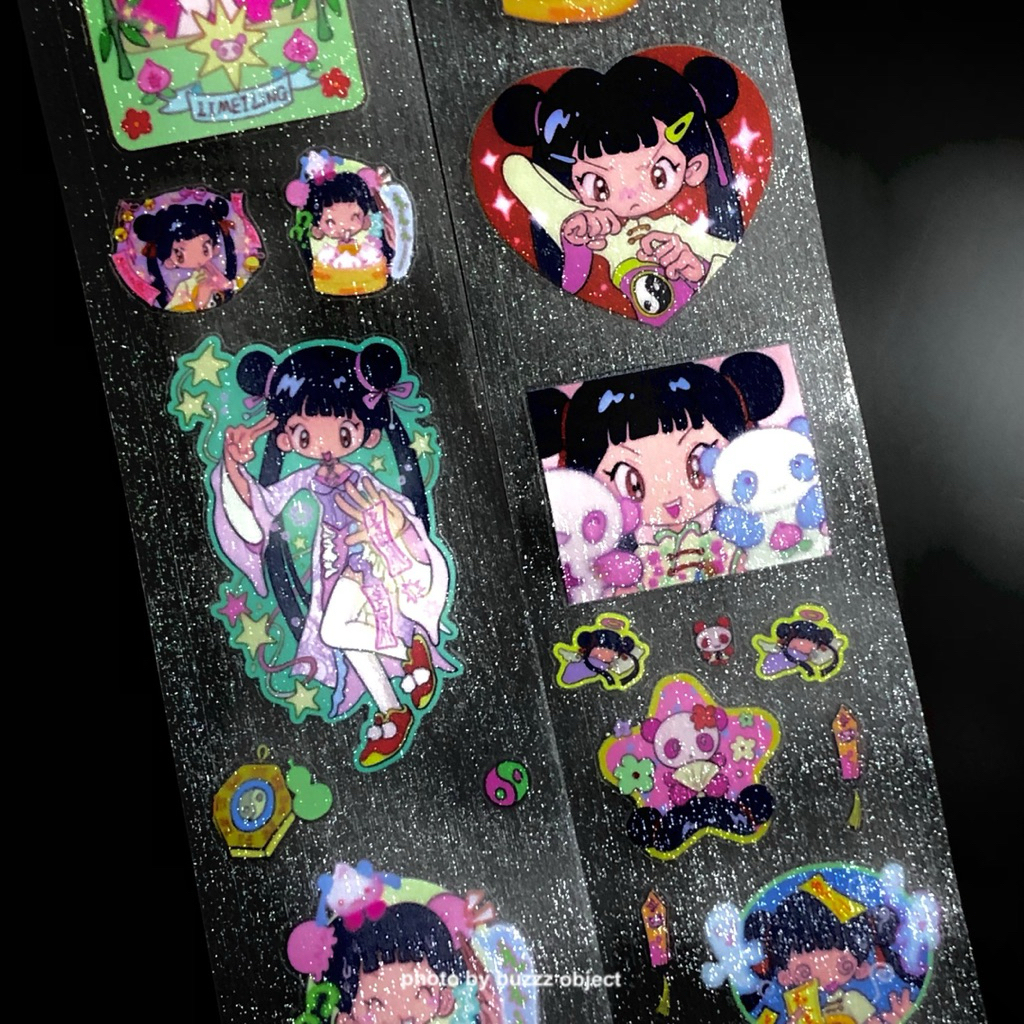 

[sunonebird] Dancing Panda Girl Y2K Glitter Sticker Roll || Cute Girl Japanese Korean Style Deco Stiker Journaling Scrapbook Washi Tape Bintang Buzzz Object