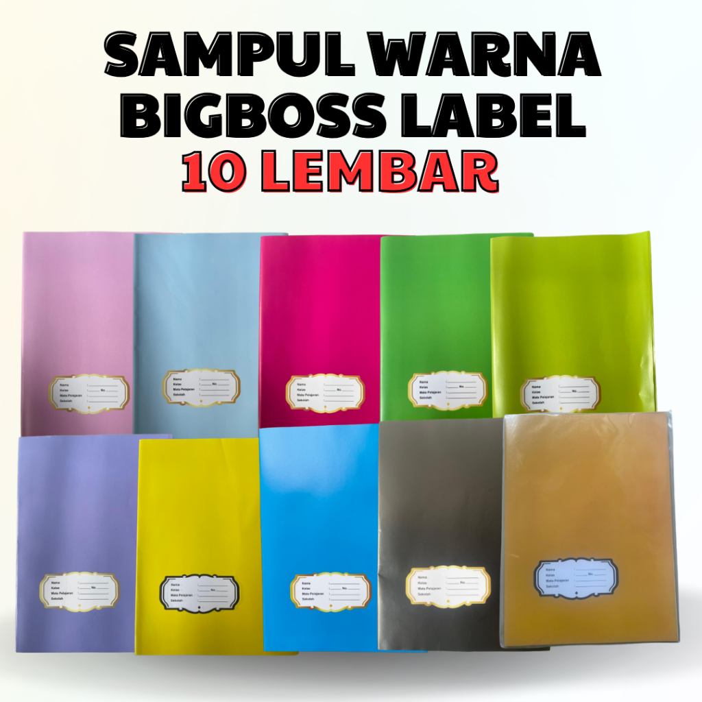 

10 Lembar Sampul BigBoss Boxy Label Berwarna Warni – Sampul Nama Sekolah Aesthetic, Ukuran BigBoss, Cocok untuk Buku Tulis & Binder, Praktis & Stylish