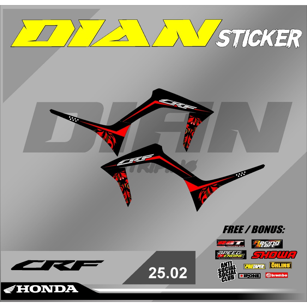 (COD) TERBARU STICKER STRIPING CRF 150 L CRF MERAH PUTIH HITAM STRIPING CRF API CRF 150 ORIGINAL FUL