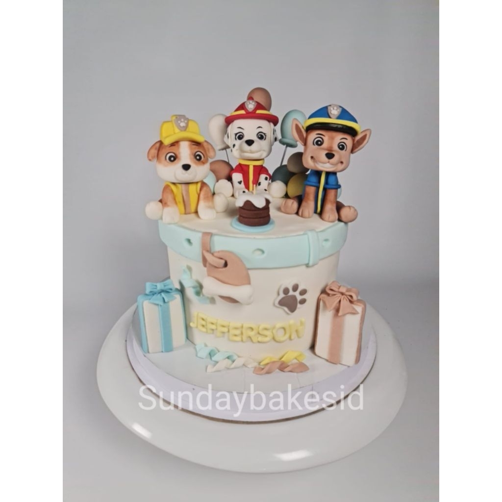 

Custom birthday cake kue ulang tahun ultah anak kustom fondant paw patrol coklat vanilla