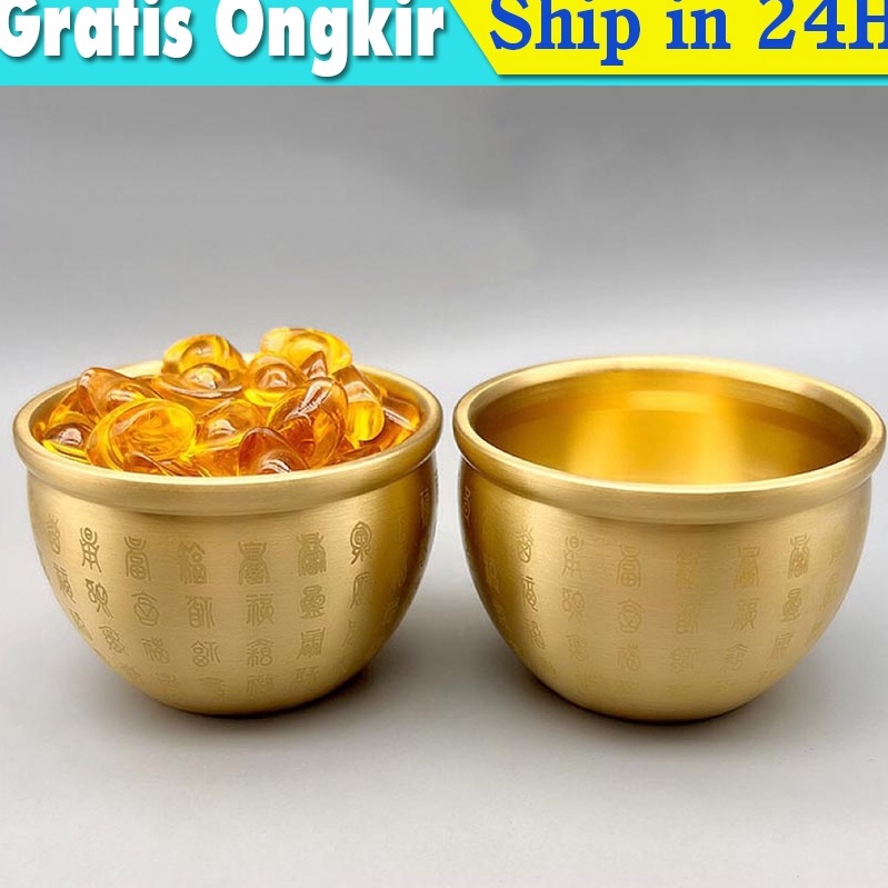 KODE J59W Kuningan Feng Shui Mangkuk Feng Shui Kekayaan Keberuntungan Chinese Traditional Treasure B