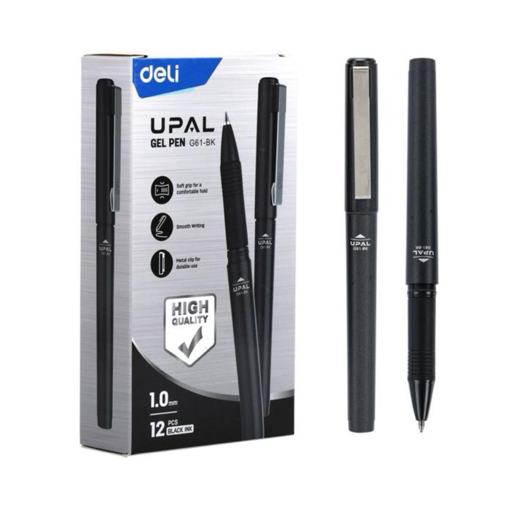 

Deli Gel Pen / Pulpen Gel black hitam, Profesional 0.7mm casing metal