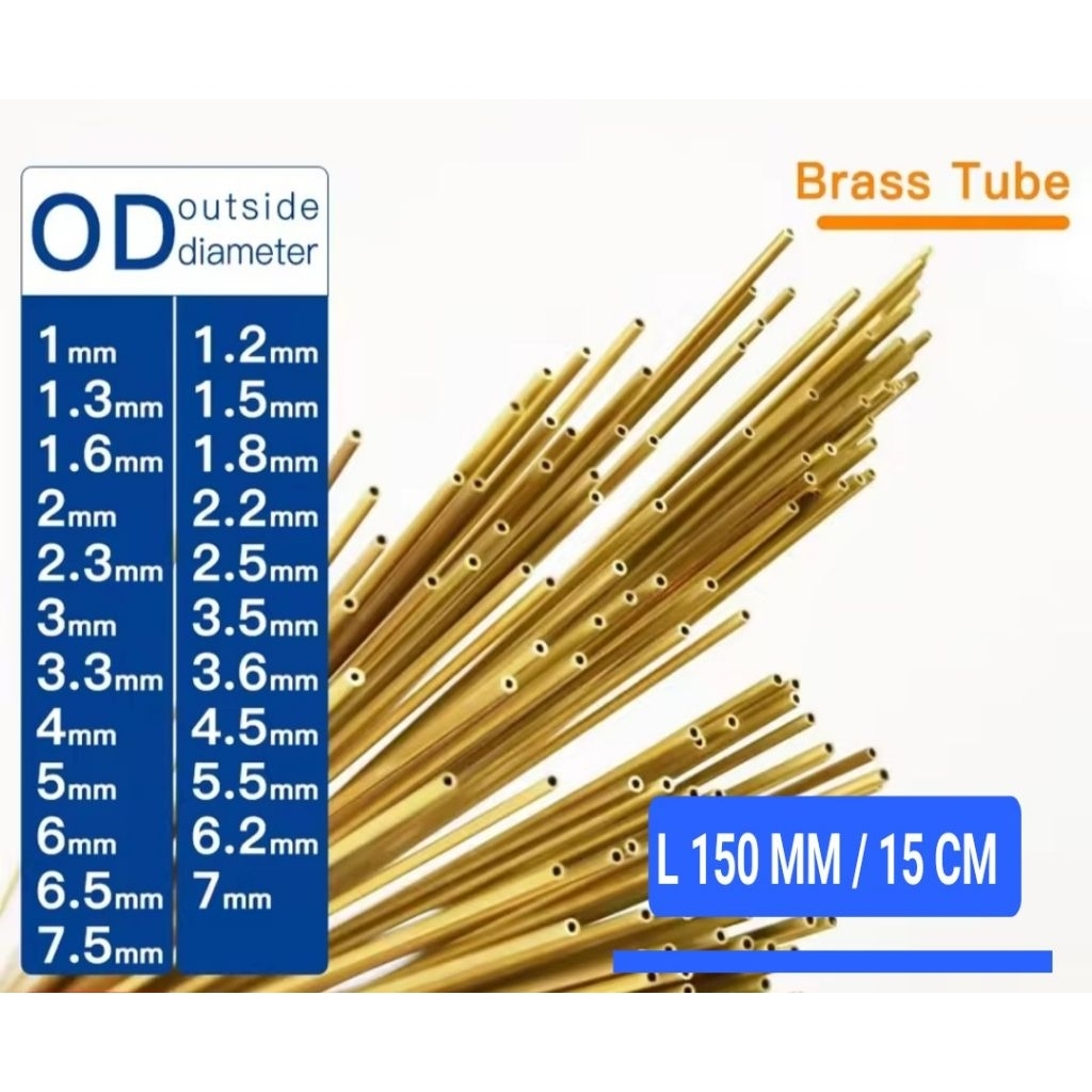Pipa Kuningan / Pipa Kapiler Kuningan OD 1mm 2mm 3mm 4mm 5mm 6mm L 150 MM