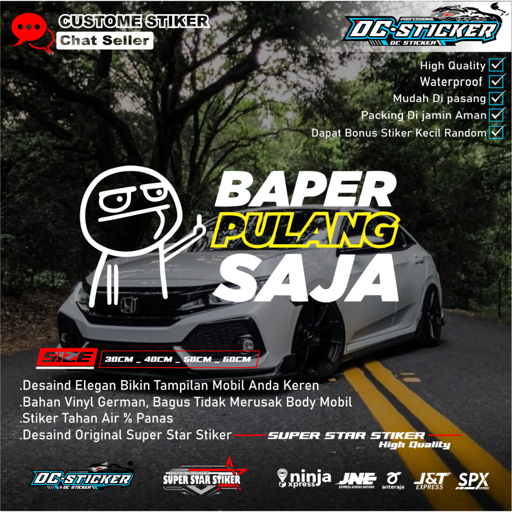 Sticker Baper Pulang Saja | Cutting Sticker Mobil Truk Canter Pick up Terlaris