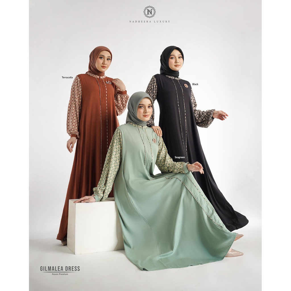 [NEW] ✔️ COD | GILMALEA DRESS • NADHEERA LUXURY / Gamis Dress Polos Adem Rayon Premium Busui Jumbo G