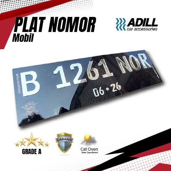 KODE T34I Plat Nomor mobil Timbul Custom Crome akrilik