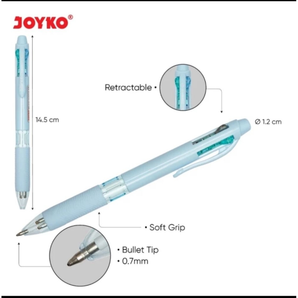 

Ay00! Pulpen Joyko Bp-348 4 Warna Quaco 0.7mm (12 Pcs)
