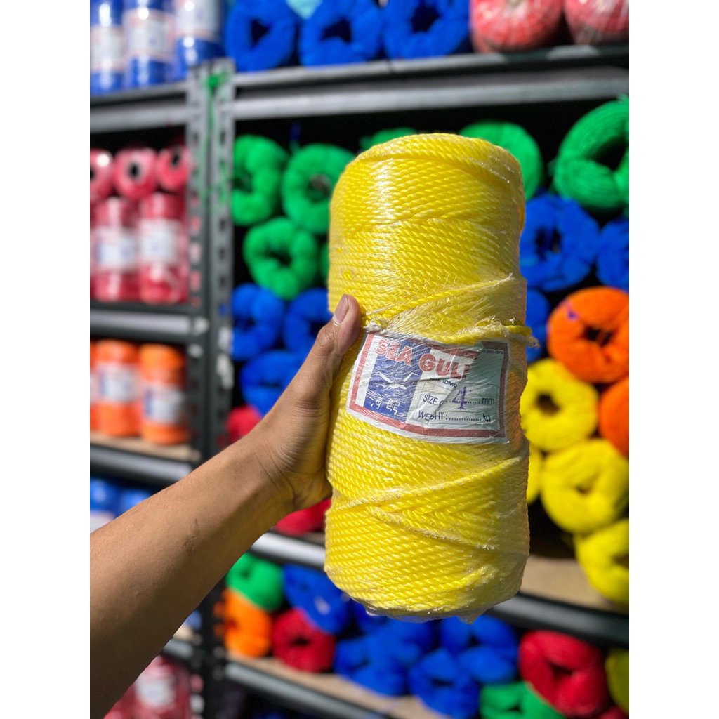 

Tali Tambang PE 4mm 200 meter Kuning Merk Sea Gull - Tali Tampar / Tali Dadung - Tali Pick Up Bak