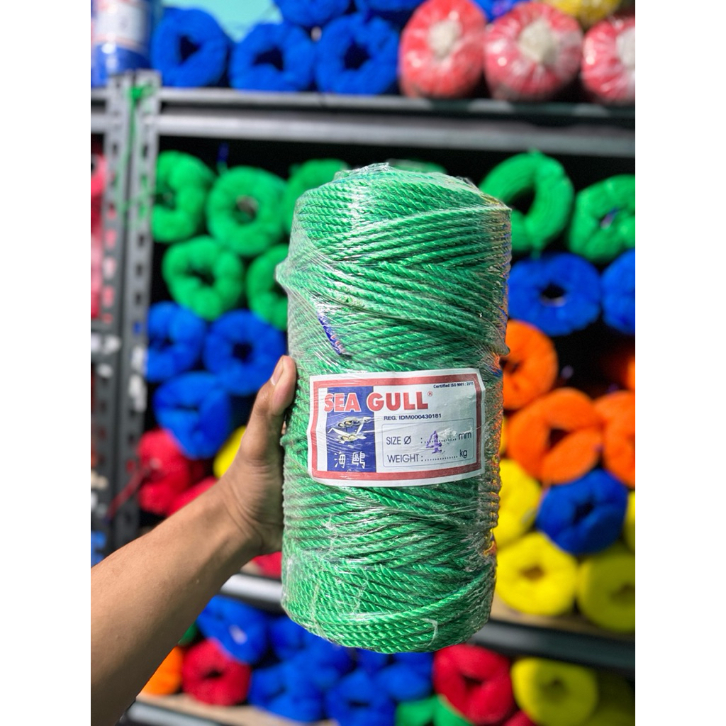 

Tali Tambang PE 4mm 200 meter Hijau Merk Sea Gull - Tali Tampar / Tali Dadung - Tali Pick Up Bak