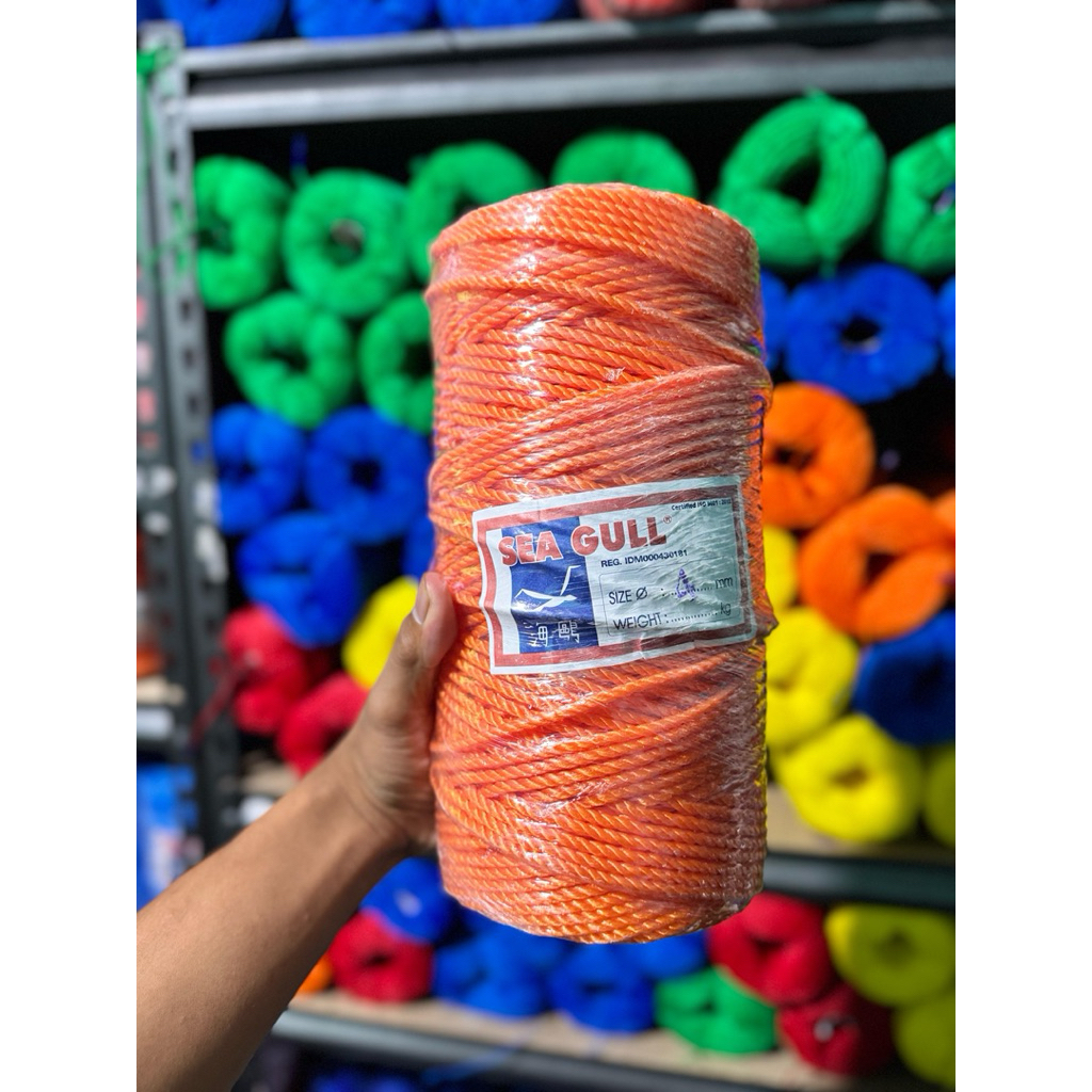

Tali Tambang PE 4mm 200 meter Oren Merk Sea Gull - Tali Tampar / Tali Dadung - Tali Pick Up Bak