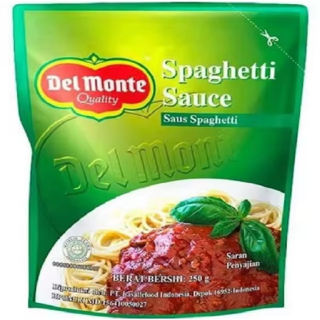 

Delmonte Spaghetti Sauce 250 gr / Delmonte Saus Spaghetti Pouch 250 gram / Del Monte Saus Spageti 250 gr / Delmonte Saus Spageti 250 gr / Del Monte Spaghetti Sauce Pouch 250 gr HALAL