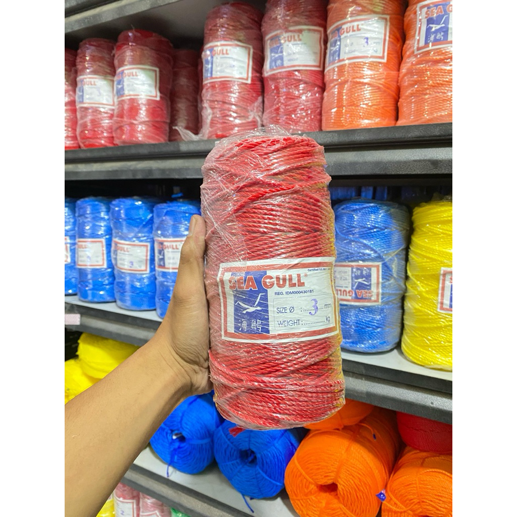 

Tali Tambang 3mm 200m Merah Merk Sea Gull Rope / Tambang 3 mili - Tali Karamba / Tali Jaring Burung - Tali Layangan - Tali Tampar