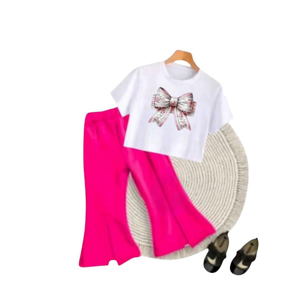 promo baju anak perempuan terbaru 1-8 tahun/setelan celana kulot anak perempuan bahan skuba motif pi