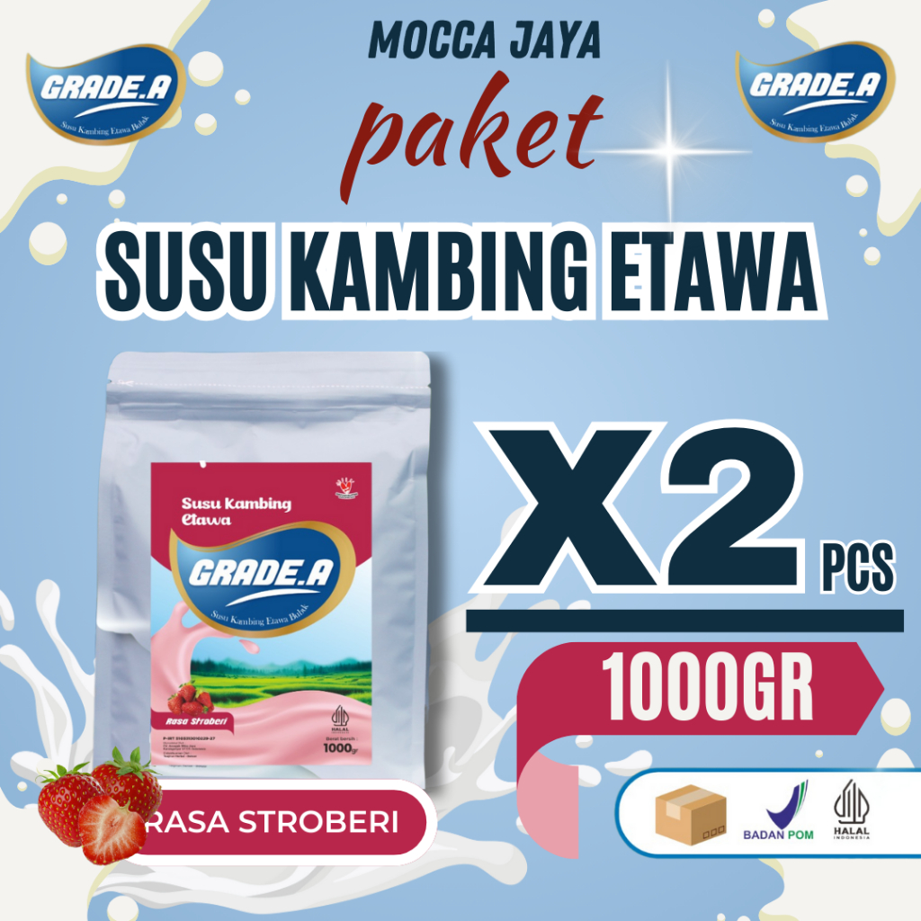 

Grade.A Susu Kambing Etawa x2 Pcs Rasa Stroberi 1000Gr